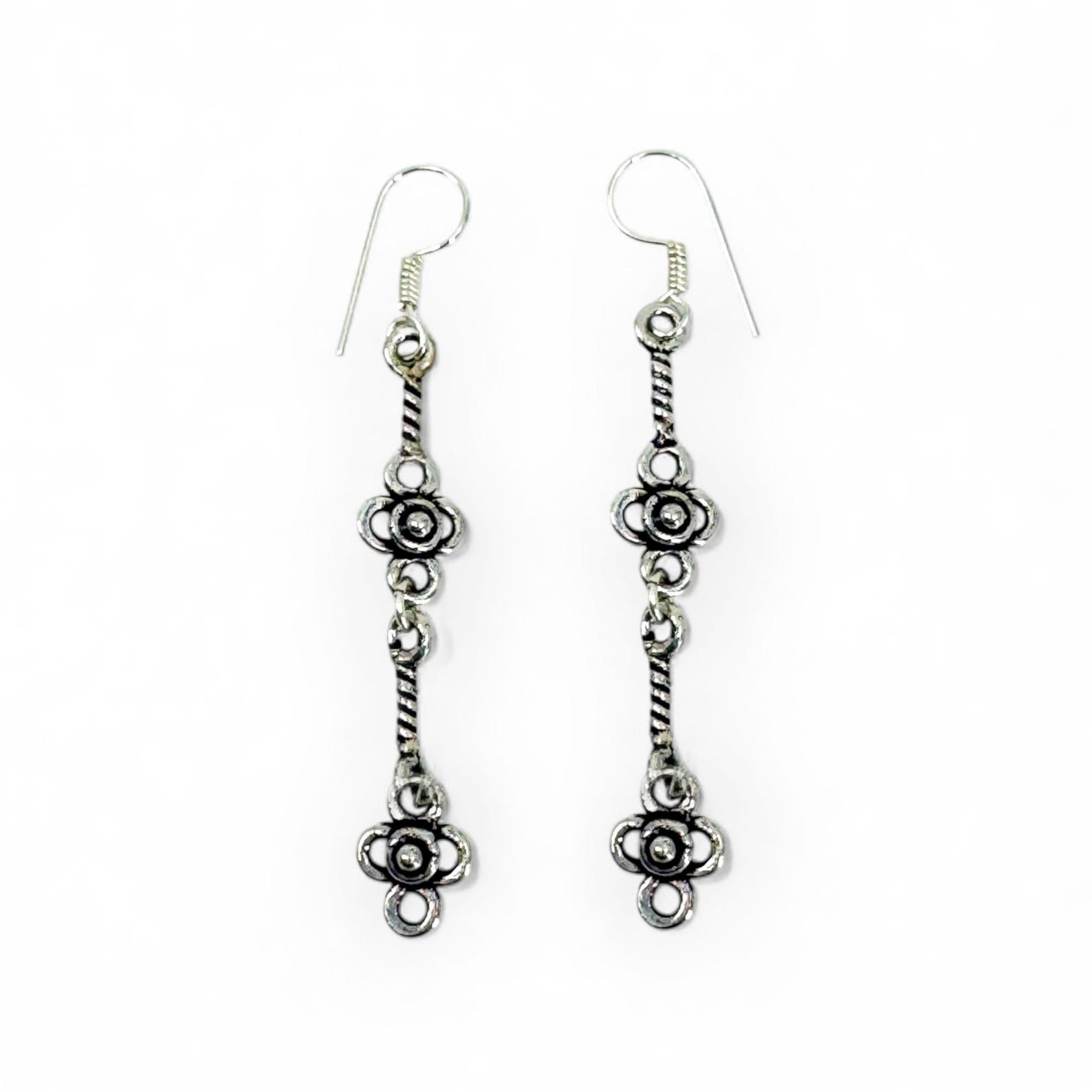 Amazigh Berber berbères Silver Earrings with Traditional Pendant Motifs