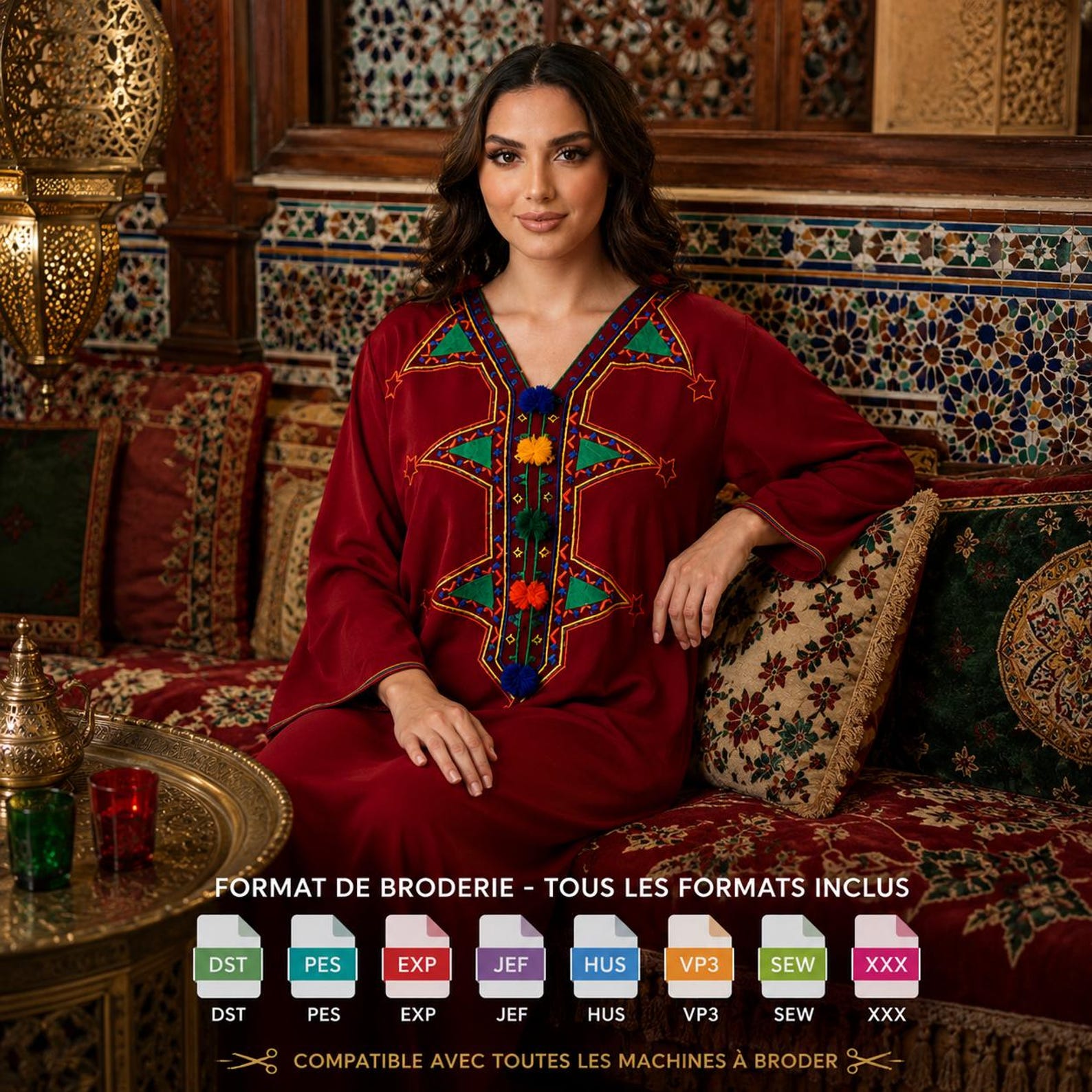 Amazigh Berber Machine Embroidery Design Djellaba Pattern Files
