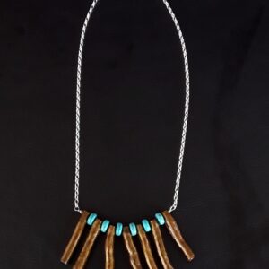 Amazigh Coral Howlite 925 Pure Silver Gemstone Necklace