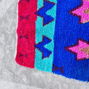 Colorful Berber Beni Ourain Wool Rug Abstract Tribal Carpet