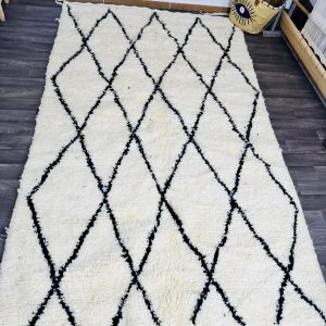 Hand Knotted Berber Beni Ourain Azilal Wool Rug