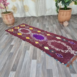 Hand-Knotted Boujaad Berber Runner Rug Handmade Atlas Hallway