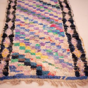 Amazigh Boucherouite Berber Runner Rug Handwoven Tribal Wool Style