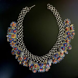 Exceptionnel Superbe Amazigh Berber Kabyle Tifinagh Silver Coral Enamel Necklace
