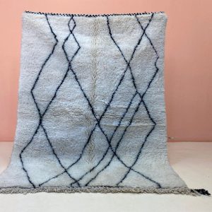 Berber Boho Checkered Wool Cotton Hand Knotted Rug