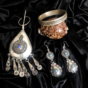 Beautiful Berber Ethnic Enamel Bracelet Pair Vintage Style