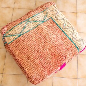 Amazigh Tamort Up-cycled Kilim Pouf Floor Wool Decor