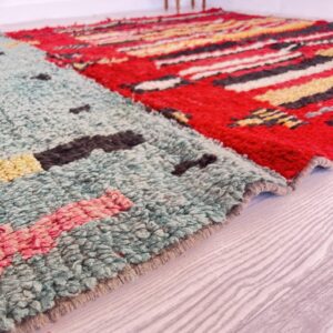 Amazigh Berber Beni Ourain Wool Rug with Boho Home Decor
