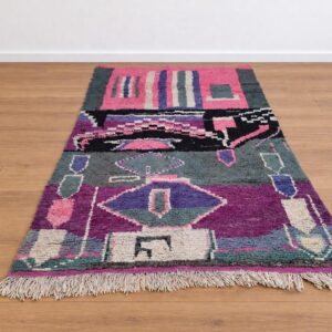 Berber Handmade Pink Geometric Sheep Wool Rug Atlas Floor Decor