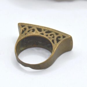 Amazigh Handmade Brass Ring with Geometric Engraved Aged Finish