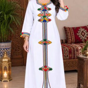 Amazigh Berber Colorful Embroidered Traditional Kaftan Dress Style