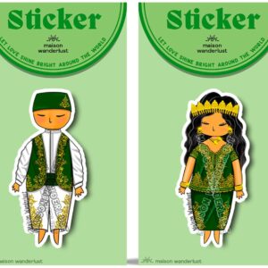 Amazigh Berber Karakou Algerian Traditional Outfit Sticker Illustration