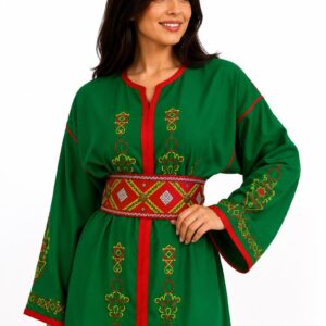 Amazigh Berber Tifinagh Embroidered Kaftan with Matching Belt