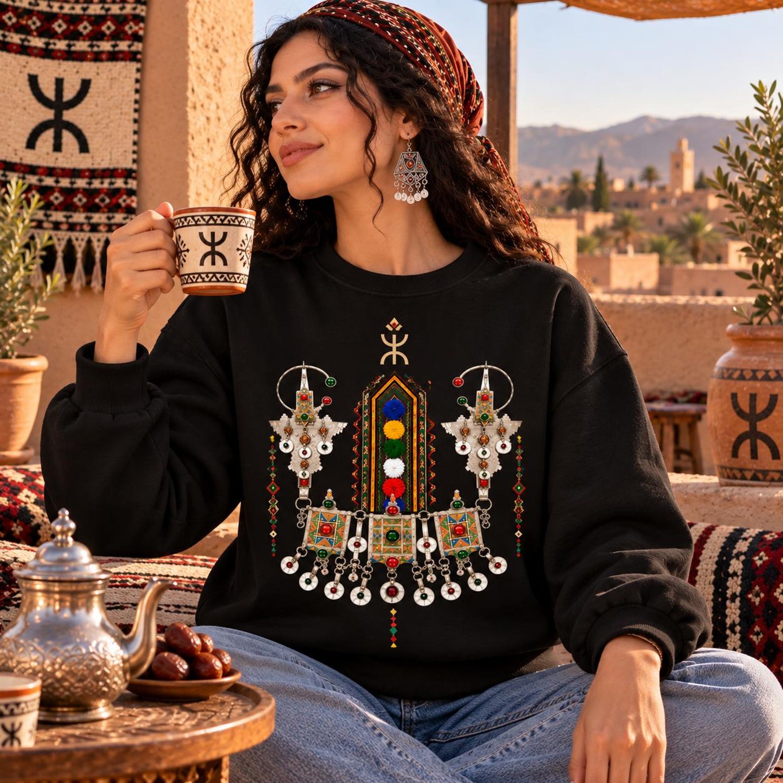 Amazigh Berber Jewelry Design T-Shirt PNG Digital Download Tamazight Yaz