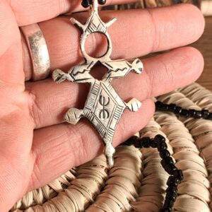 Amazigh Tuareg Yaz Symbol Beaded Necklace with Tribal Pendant