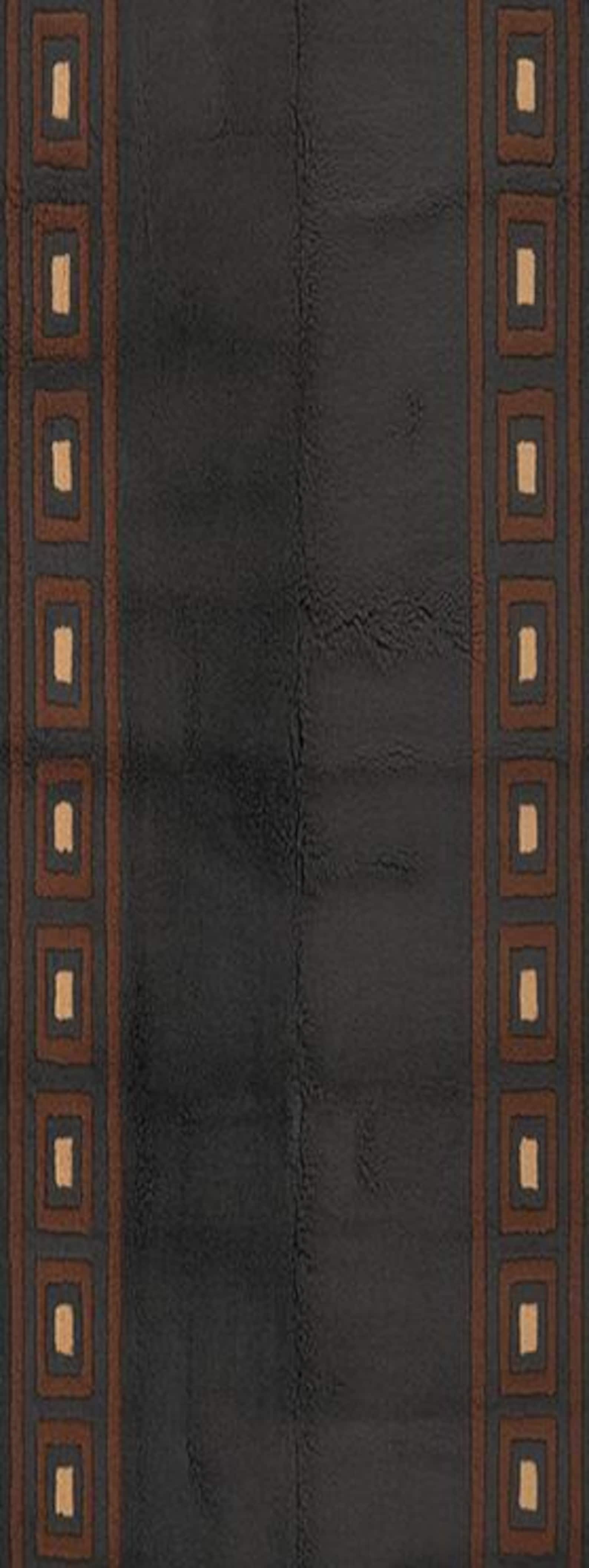 Berber Handmade Black Brown Geometric Wool Runner Rug