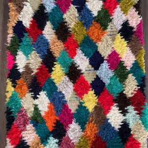 Berber Colorful Boujaad Vintage Runner Rug with Wool Design