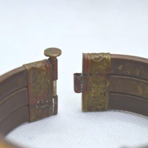 Amazigh Berber Vintage Wide Cuff Bracelet with Bone Brass Design