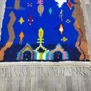 Berber Blue Wool Beni Ourain Handwoven Rug with Ourain Design