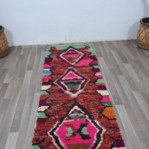Berber Colorful Azilal Handmade Wool Checkered Shaggy Rug