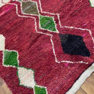 Amazigh Berber Beni Ourain Style Wool Rug with Geometric Tribal Design