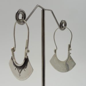 Berber Tuareg Silver Flared Hoop Earrings Tribal Style