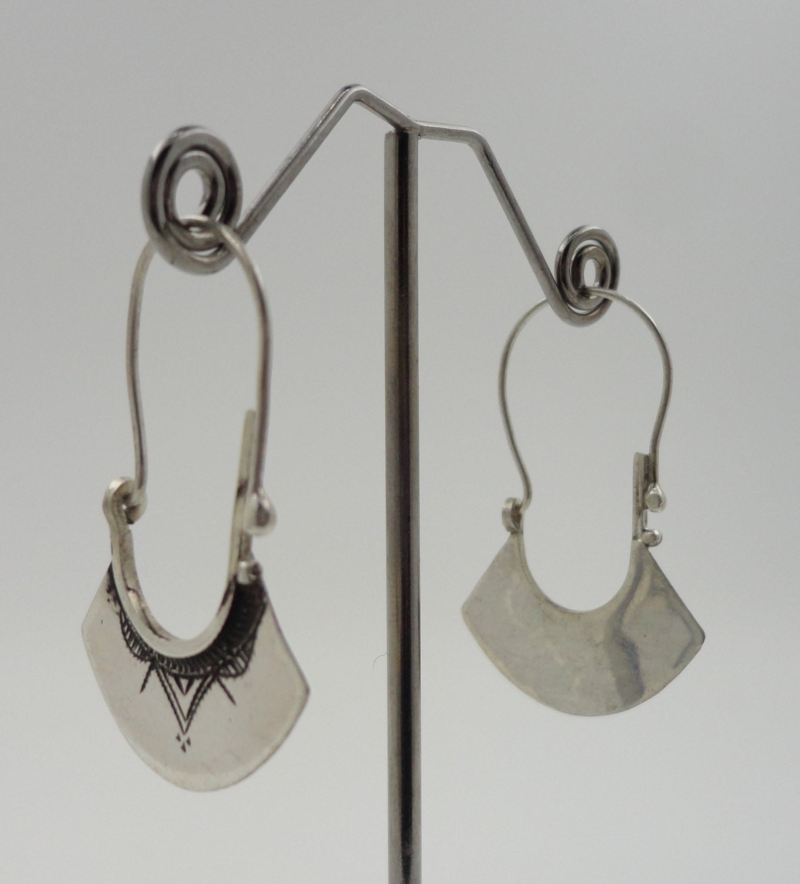 Berber Tuareg Silver Flared Hoop Earrings Tribal Style
