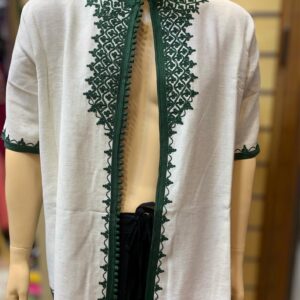 Amazigh Loulan Tunic with Elegant Beige Embroidery for Men