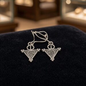 Amazigh Berber Tizerzai Silver Earrings with Kabyle Fibula Design