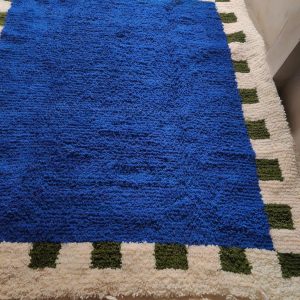 Royal Blue Berber Beni Ourain Inspired Wool Area Rug