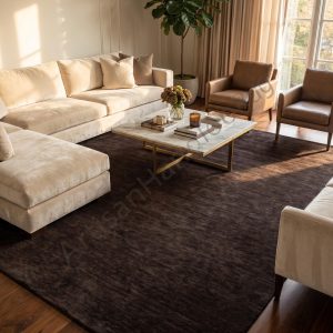 Berber Handloom Wool Rug Dark Walnut Brown Modern Decor Carpet