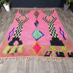 Berber Hand Knotted Azilal Boujaad Wool Rug for Custom Home Decor
