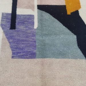 Berber Handmade Black Purple Wool Beni Ourain Style Rug