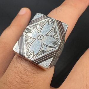 Berber Tuareg Ebony Inlay Sterling Silver Cross Ring Jewelry