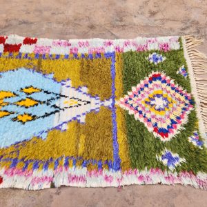 Berber Boucherouite Colorful Handmade Runner Rug with Hallway Style