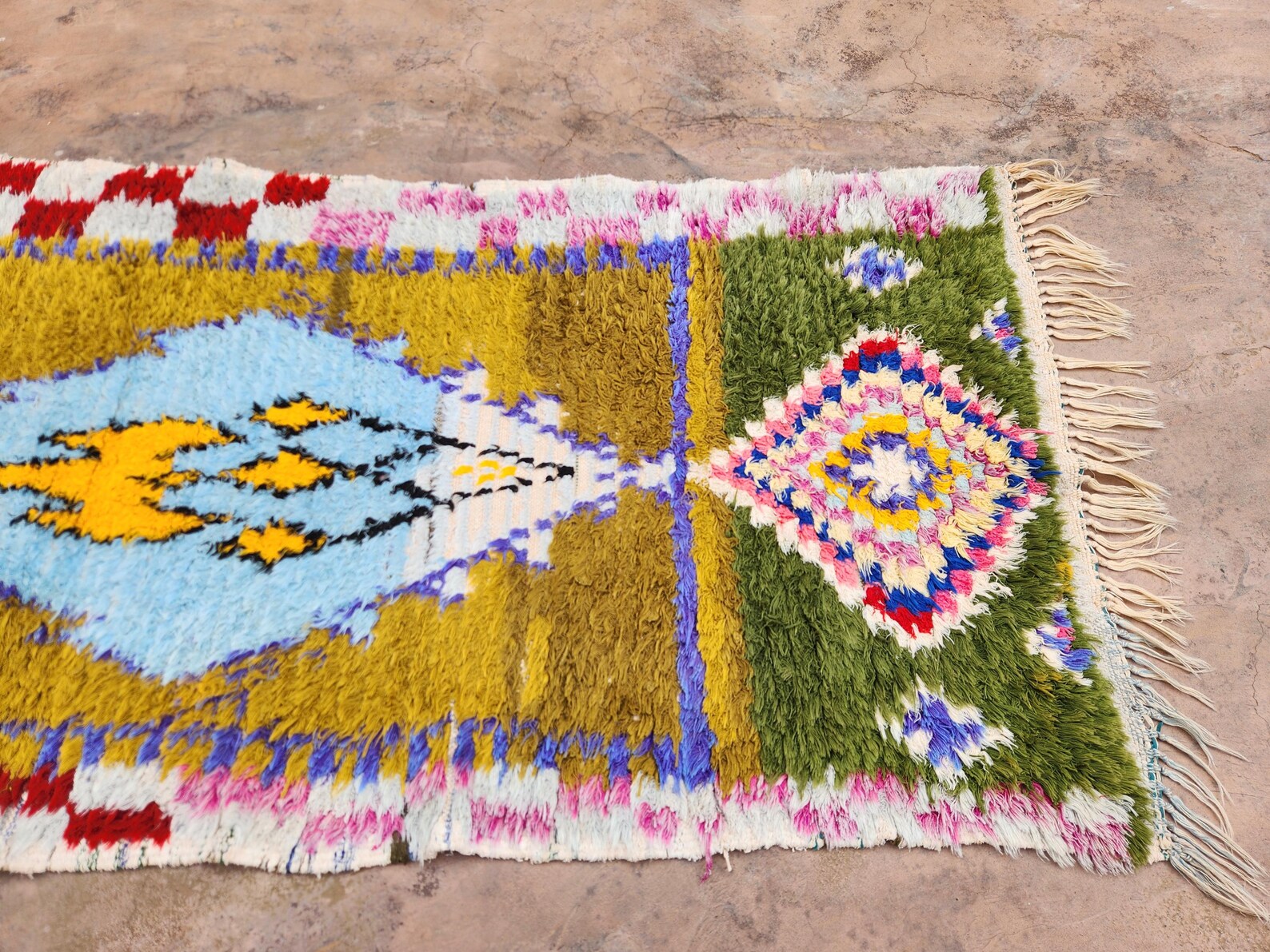 Berber Boucherouite Colorful Handmade Runner Rug with Hallway Style
