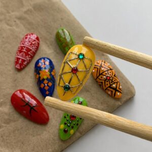 Amazigh Culture Press On Nails with Geometric Heritage Design