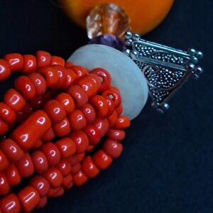 Amazigh Berber Handmade Resin Bead Statement Necklace with Tuareg Style