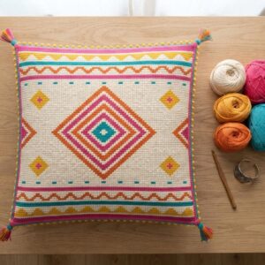 Amazigh Berber Boucherouite Azilal Crochet Pillow Pattern PDF