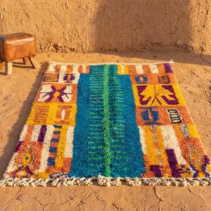 Colorful Berber Boujaad Azilal Wool Handmade Artisan Rug