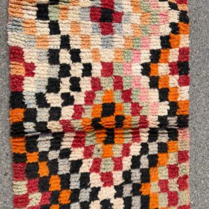 Berber Amazigh Handmade Wool Runner Rug with Colorful Geometric Patterns