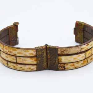 Amazigh Berber Vintage Wide Cuff Bracelet with Bone Brass Design