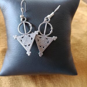 Amazigh Bereber Hamsa Earrings with Silver Plated Heritage Design