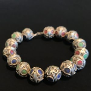 Berber Enamel Beads Supplies 14mm Tarnished Silver Necklace