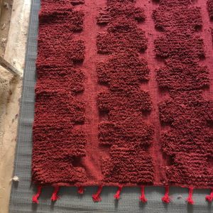 Berber Burgundy Beni Ourain Textured Wool Geometric Rug
