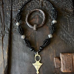 Amazigh Berber Tuareg Yaz Cross Necklace With Black Beads