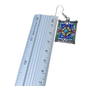 Amazigh Berber Handmade White Metal Earrings with Tribal Motifs