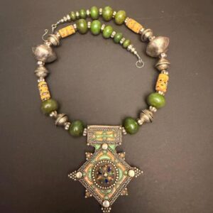Boghdad Berber Amazigh Tifinagh Morrocan Symbolic and Mythical Millefiori Pendant Necklace