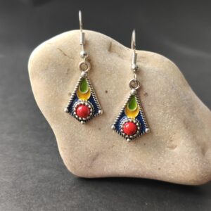 Kabyle Amazigh Berber Handmade Traditional Earrings with Colorful Details