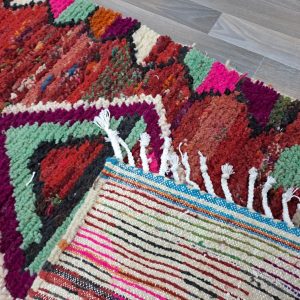 Berber Colorful Azilal Handmade Wool Checkered Shaggy Rug